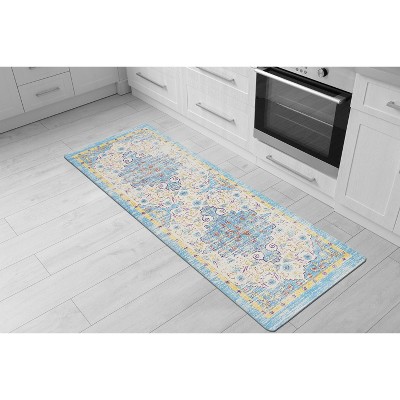 Blue and Ivory Bohemian Anti-Fatigue Standing Mat