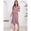 Clearlove Women's Short Sleeve Button Down Striped Maternity Dress Split Hem Nursing Friendly Pregnancy Dress - 3 of 4
