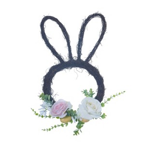 Transpac Natural fiber 20 in. Multicolor Easter Bunny Ear Wreath Florals - 1 of 4
