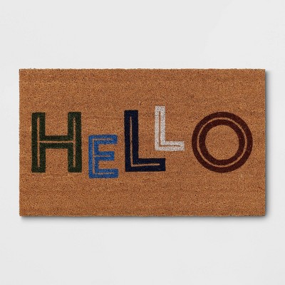 1'6"x2'6" Hello Colorblocked Coir Doormat - Room Essentials™