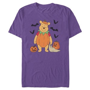 Mens Winnie the Pooh Halloween Bear Pumpkin Costume Bats T Shirt - 1 of 3