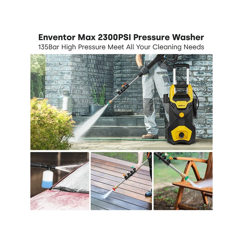 Enventor 2300 PSI Electric Portable Compact Powered Pressure Washer for Cars, Patios, Driveways, 5 of 10