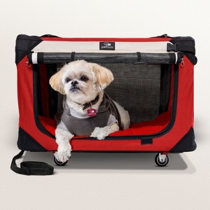 PetLuv Cat & Dog Pull-Along Carrier on Wheels & Rolling Travel Crate, Removable Soft Pillow, Privacy Windows, Locking Zippers, Pocket, Seatbelt Loops - 1 of 4
