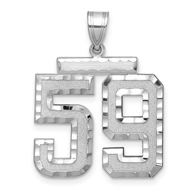Black Bow Jewelry 14k White Gold, Varsity Collection, Large D/C Pendant, Number 59