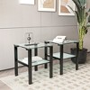 2 PCS Square Glass Side Table, Modern Two Layer End Table Set of 2 with Tempered Glass Tabletop, Tea Table - 3 of 4