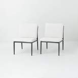 2pk Cushioned Metal Outdoor Club Chair Set - Cream/Black - Hearth & Hand™ with Magnolia