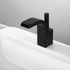 Yukimo Waterfall Spout Single Joystick Handle Bathroom Sink Faucet in Matte Black - 4 of 4