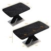 CENGHU Modern Square Dining Table, Printed Black Marble Table Top, MDF X-Shape Table Leg with Metal Base, Stretchable End Table for Dining Room - 4 of 4