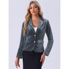 INSPIRE CHIC Women's Notched Lapel Vintage Office Button Front Velvet Blazer - 2 of 4