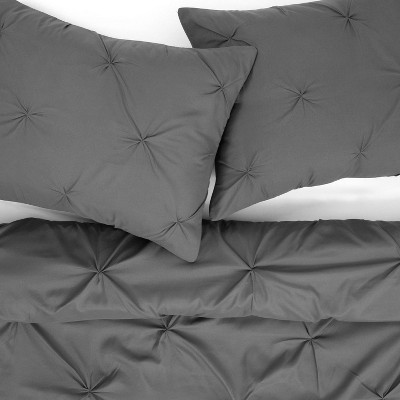 Sweet Home Collections Full/Queen 3-Piece Pinch Pleat Decorative Pintuck Comforter and Shams Set, All Season Bedding Set, Full/Queen, Gray — фото 2