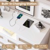 Rattan Dresser for Bedroom, Modern 6 Drawer Double Dresser with LED Lights & Power Outlet, Large Wood Chest of Drawers - 4 of 4