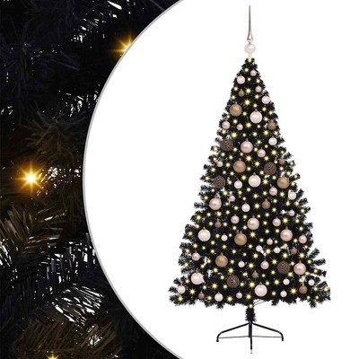 vidaXL Artificial Pre-lit Christmas Tree with 300 LEDs Black 70.9" PVC