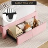 Kids Bed Frame,Twin Kids Bed Frame with Bookcase Headboard, Velvet Upholstered Platform Bed Frame with Under-Bed Drawer - 4 of 4