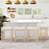 Arceso Counter Height Bar Stools, 24 Inch Saddle Backless Bar Stools Set of 4 for Kitchen Counter, Faux Leather Counter Stools with Black Metal Legs - 2 of 4