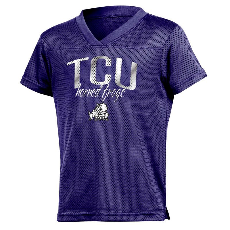 NCAA TCU Horned Frogs Girls&#39; Mesh T-Shirt Jersey, 1 of 4