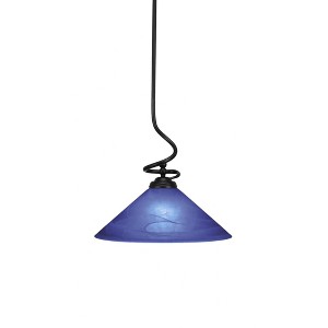 Toltec Lighting Capri 1 - Light Pendant in  Matte Black with 16" Blue Italian Shade - 1 of 1