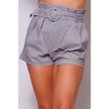 Slickblue Women's Brown High Waist Shorts with Pleated Detail and Removable Belt, Size S-L - 2 of 4