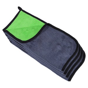 Unique Bargains Microfibre Car Drying Towel 600GSM Highly Absorbent Car Drying Cloth Window Cleaner 11.81"x11.81" Gray Green 4 Pcs - 1 of 4