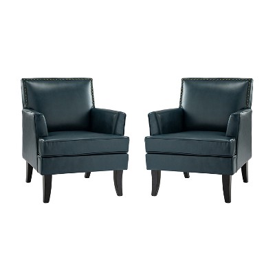 Set of 2 Wooden Upholstered Accent Chair Celadon Armchair | ARTFUL LIVING DESIGN