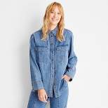 Women's Long Sleeve Denim Button-Down Shirt - Future Collective™ with Reese Blutstein Blue
