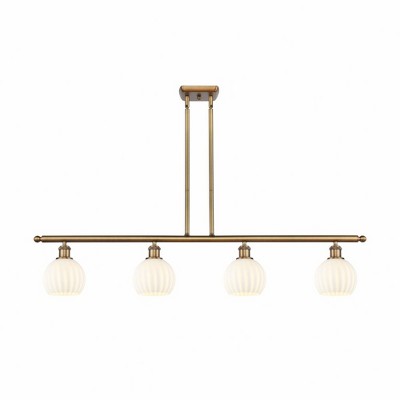 White Venetian - 4 Light Stem Hung Island In Modern Style-9 Inches Tall and 48 Inches Wide