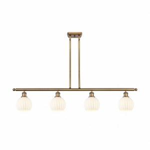 White Venetian - 4 Light Stem Hung Island In Modern Style-9 Inches Tall and 48 Inches Wide - 1 of 1