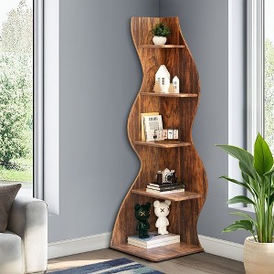 Kumasinova Modern 5 Tier Book Shelf,Wall Corner Display Storage Bookcase for Living Room,Bedroom,Office,Kitchen,Bathroom - 1 of 4