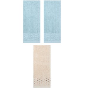 REGALWOVEN 3 Pack Embroidery Pattern Cotton Hand Towels for Bathroom, Kitchen 14" x 30" - 1 of 4