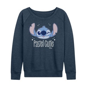 Women's - Disney - Lilo & Stitch Lightweight French Terry Wide Neck Long Sleeve Shirt - 1 of 4