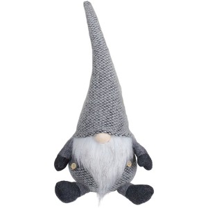 Northlight Sitting Gnome with Knitted Hat Christmas Figure - 14" - Gray - 1 of 4