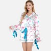 Anna-Kaci Lounge Women's Holiday Bow Print Pajama Set with Ribbon Tie Details and Button-Up Top - 2 of 4
