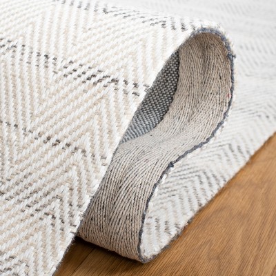 Grey and Ivory Flat Woven Wool Square Area Rug