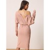 Seta T Women's Deep V Neck Wrap Batwing Sleeve Belted Bodycon Midi Sweater Dress - 4 of 4