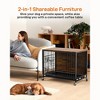 Whizmax Dog Crate Furniture, Wooden Dog Kennel with Removable Tray and Wheels, Heavy-Duty Double Dog Cage End Table for Large Dogs - 3 of 4