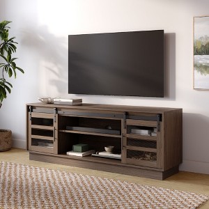 Stead Modern Farmhouse TV Stand - 58” Entertainment Center with Storage - Barn Door TV Stand - 32 to 65" TVs (Driftwood) - 1 of 4