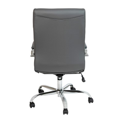 Gray LeatherSoft High-Back Executive Swivel Chair with Chrome Frame