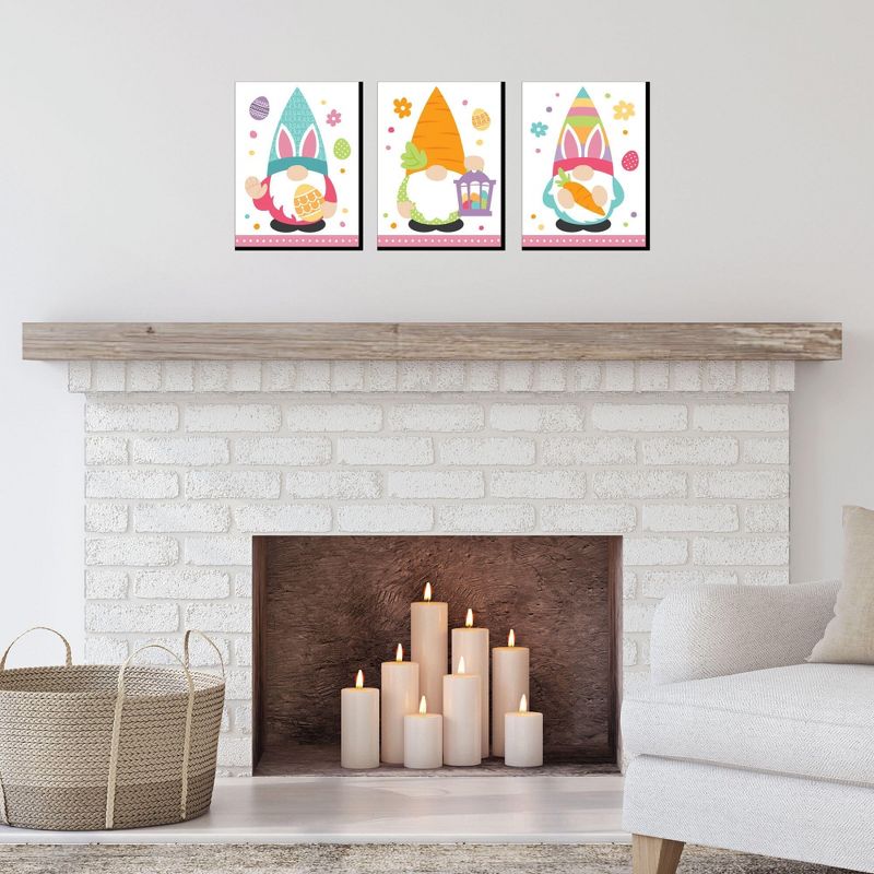 Big Dot of Happiness Easter Gnomes - Spring Bunny Wall Art and Kids Room Decor - 7.5 x 10 inches - Set of 3 Prints, 2 of 8