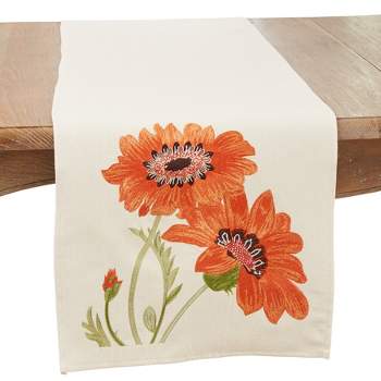 Saro Lifestyle Springtime Charm Embroidered Flowers Table Runner