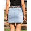 INSPIRE CHIC Women's Summer Stretchy Leopard Print Belt Side Pockets Bodycon Mini Jean Skirt - 3 of 4