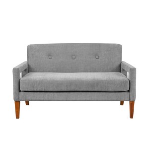 TiramisuBest Gray Microfiber Loveseat, Button Tufted Upholstery, Contoured Arms, Solid Wood Frame, Casual Living Room Sofa Couch - 1 of 4