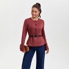 Women's Faux Suede Peplum Hem Jacket - A New Day™ Caramel - 3 of 4