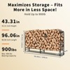 8FT Heavy-Duty Black Firewood Log Rack with Waterproof Cover for Indoor/Outdoor Wood Storage - 3 of 4