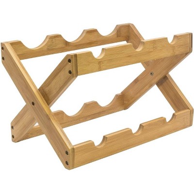 6 Bottle Bamboo Foldable Countertop Wine Rack - Sorbus