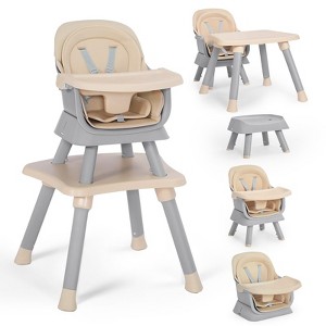 Kinder King 8 in 1 Baby High Chair, Coverts to Dining Booster Seat, Removable Tray & Double Seat Cover, Easy to Wipe - 1 of 4