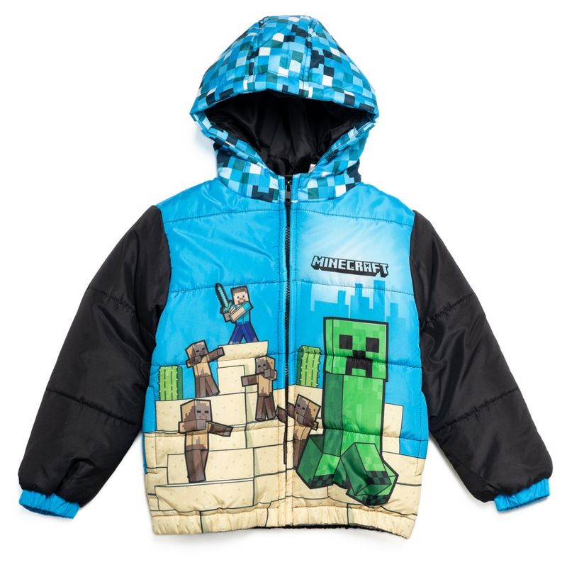 Minecraft Zip Up Winter Coat Puffer Jacket Little Kid to Big Kid, 3 of 8