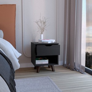 TIRAMISUBEST Nightstand with 1 Open Storage Shelf - Black Mobile File Cabinet - 1 of 4