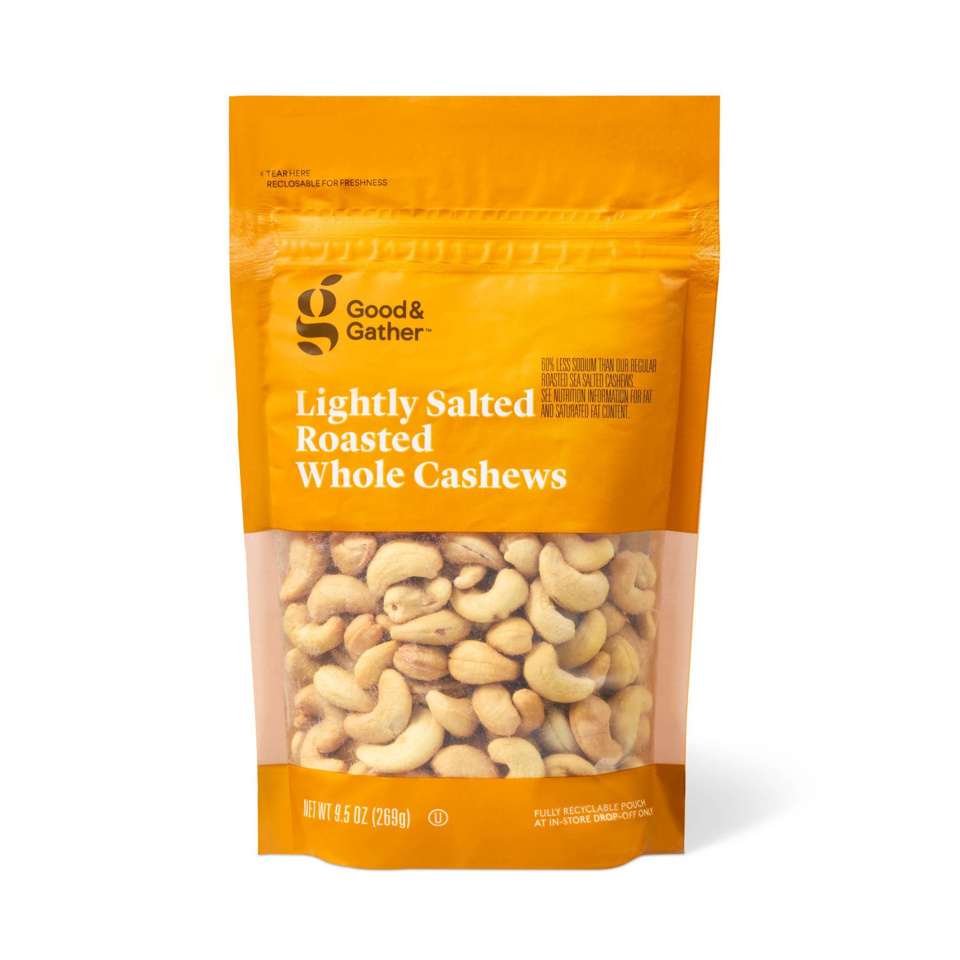 Lightly Salted Roasted Whole Cashews - 9.5oz - Good & Gather™