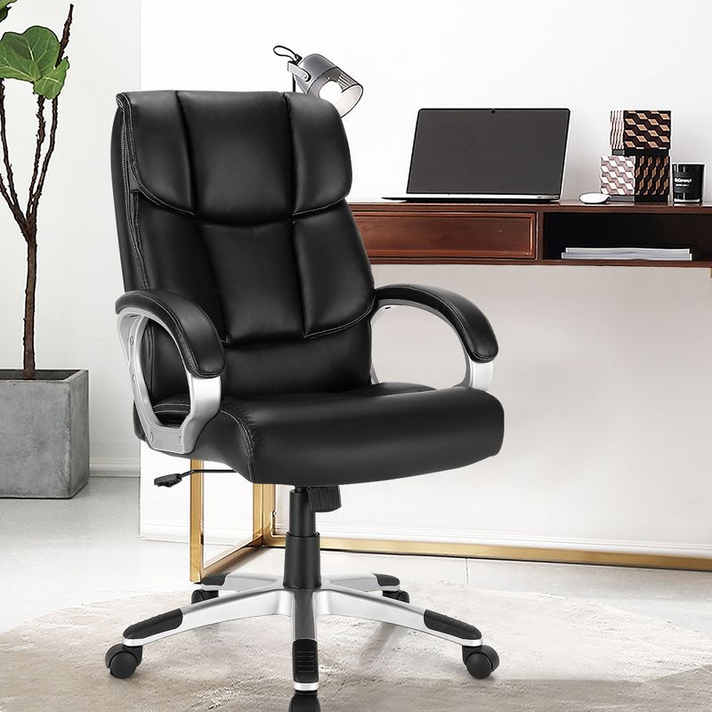 Costway Executive High Back Big & Tall Leather Adjustable Computer Desk Chair, 2 of 11