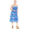 LA LEELA Women's House Daily Routine Evening Wear Holiday Flowy Backless Ruffle Tube Top Midi Evening Dress Dresses for Women One Size Blue, Floral - 4 of 4