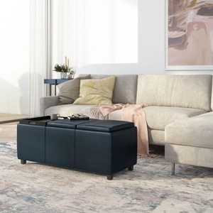 CAVINAS Faux Leather Storage Ottoman Bench with 3 Flip Over Serving Trays,Modern Storage Ottoman,Storage Benches for Living Room,Bedroom - 1 of 4